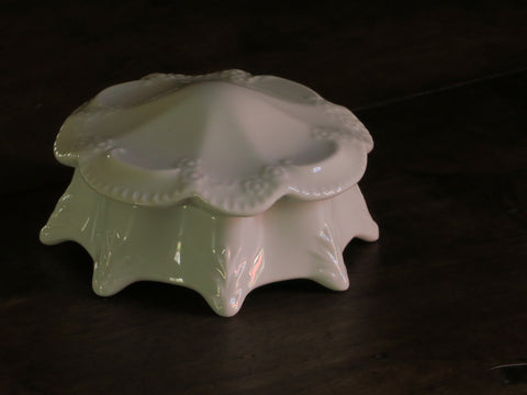 White Porcelain Octagonal Footed Trinket Box
