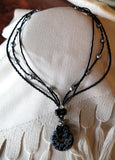 Lace making with Snowflake Obsidian and Glass Beads