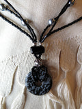 Lace making with Snowflake Obsidian and Glass Beads