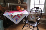 A Geometric Design Vintage Linen Tablecloth